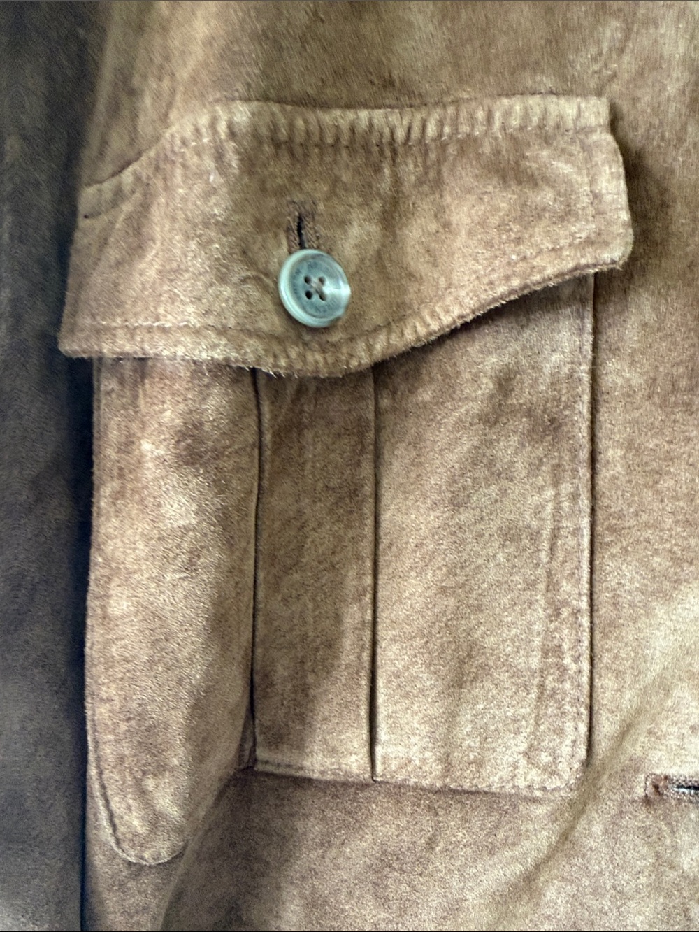 Lauren Ralph Lauren Suede Safari Jacket Belted Brown Cognac Utility Coat Size L - Picture 10 of 11